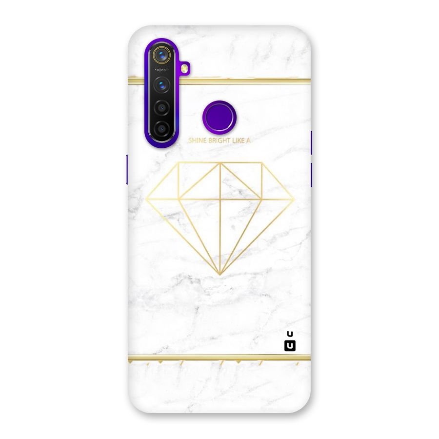 Bright Gold Diamond Back Case for Realme 5 Pro