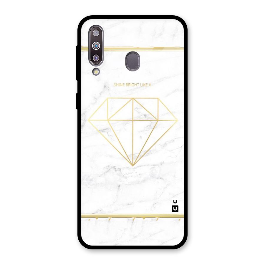 Bright Gold Diamond Glass Back Case for Galaxy M30
