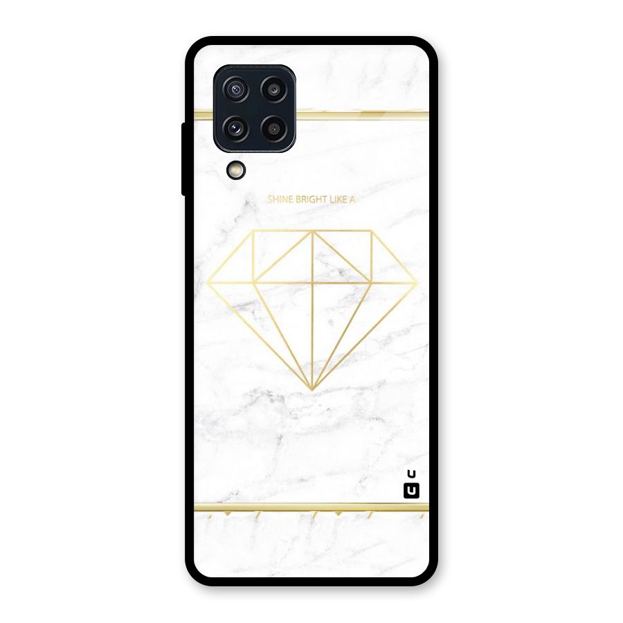 Bright Gold Diamond Glass Back Case for Galaxy M32