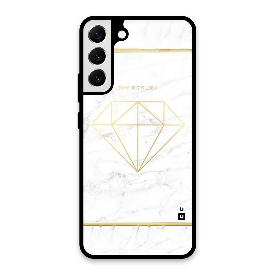 Bright Gold Diamond Glass Back Case for Galaxy S22 Plus 5G