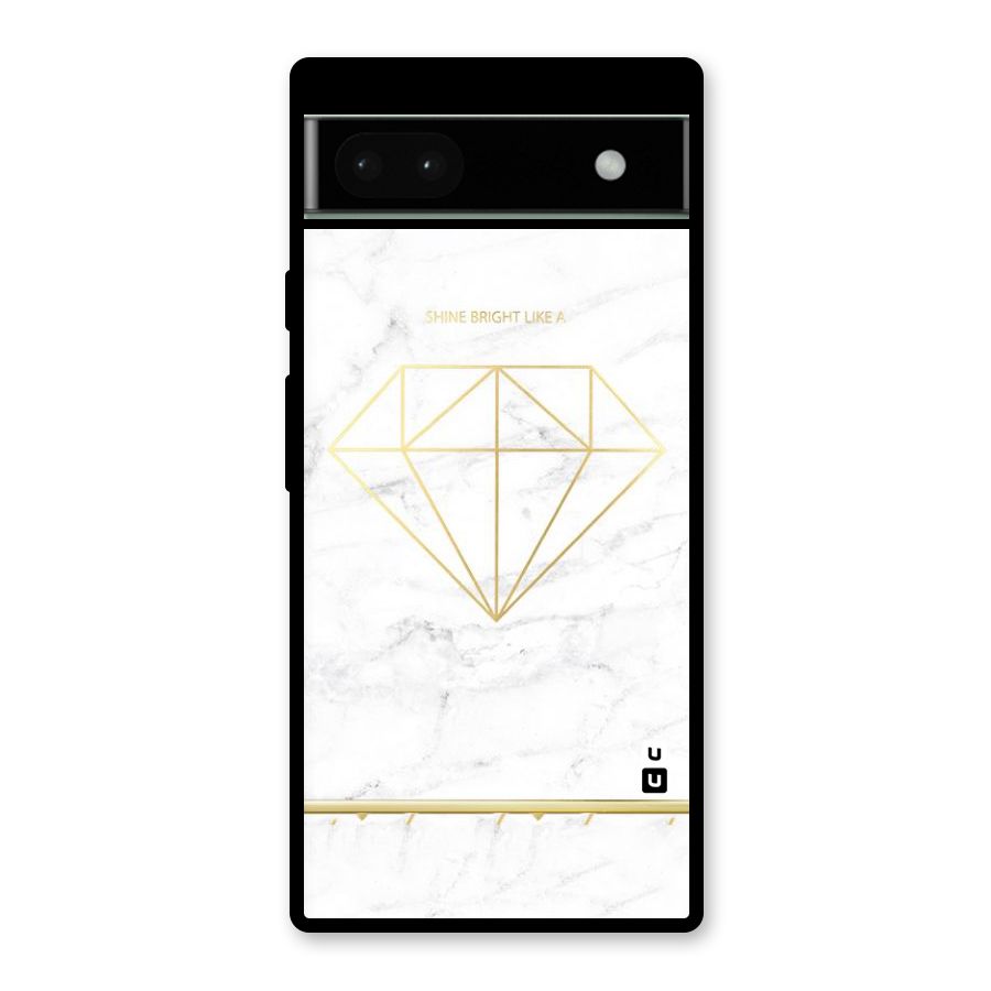 Bright Gold Diamond Glass Back Case for Google Pixel 6a