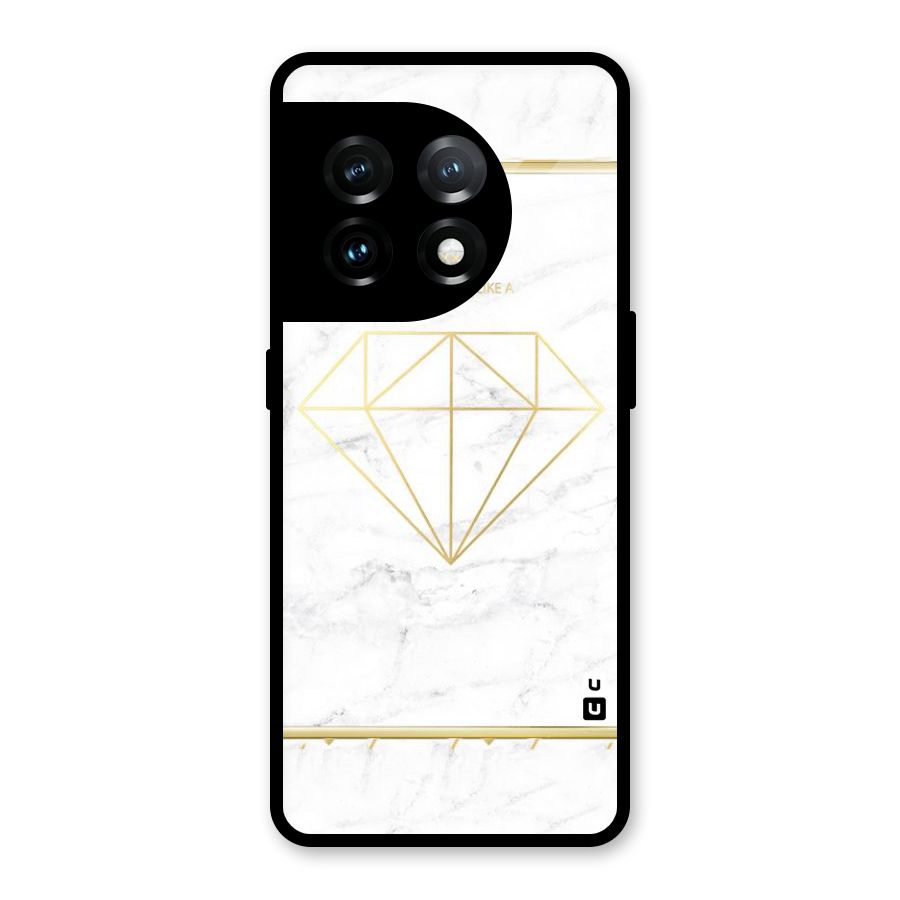 Bright Gold Diamond Glass Back Case for OnePlus 11