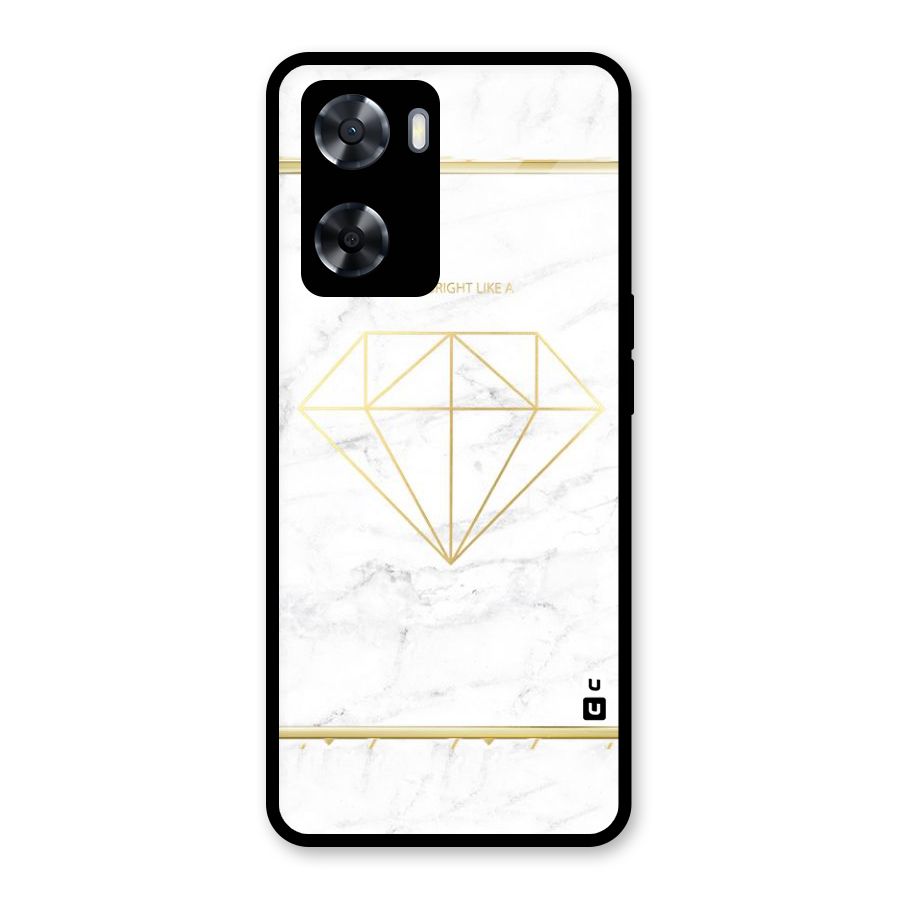 Bright Gold Diamond Glass Back Case for Oppo A57 2022
