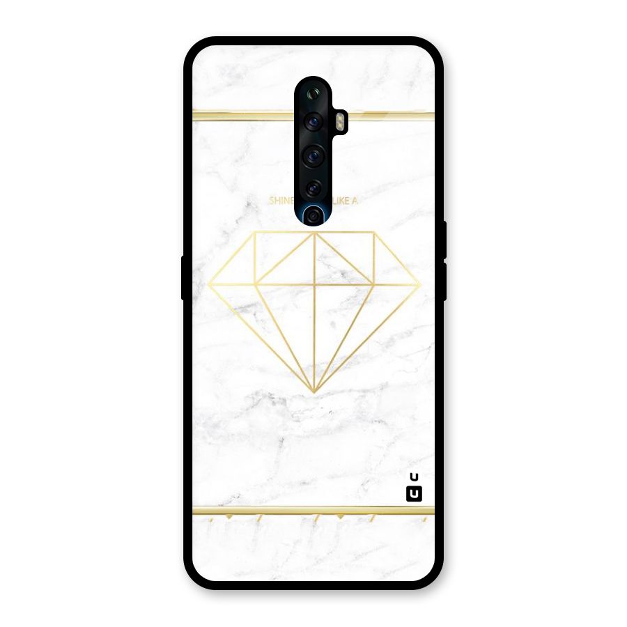 Bright Gold Diamond Glass Back Case for Oppo Reno2 F