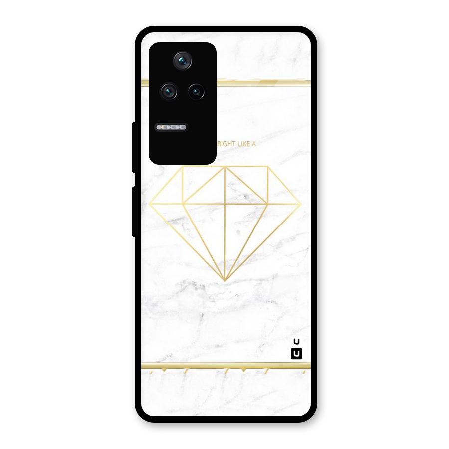 Bright Gold Diamond Glass Back Case for Poco F4 5G