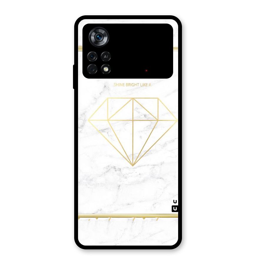 Bright Gold Diamond Glass Back Case for Poco X4 Pro 5G