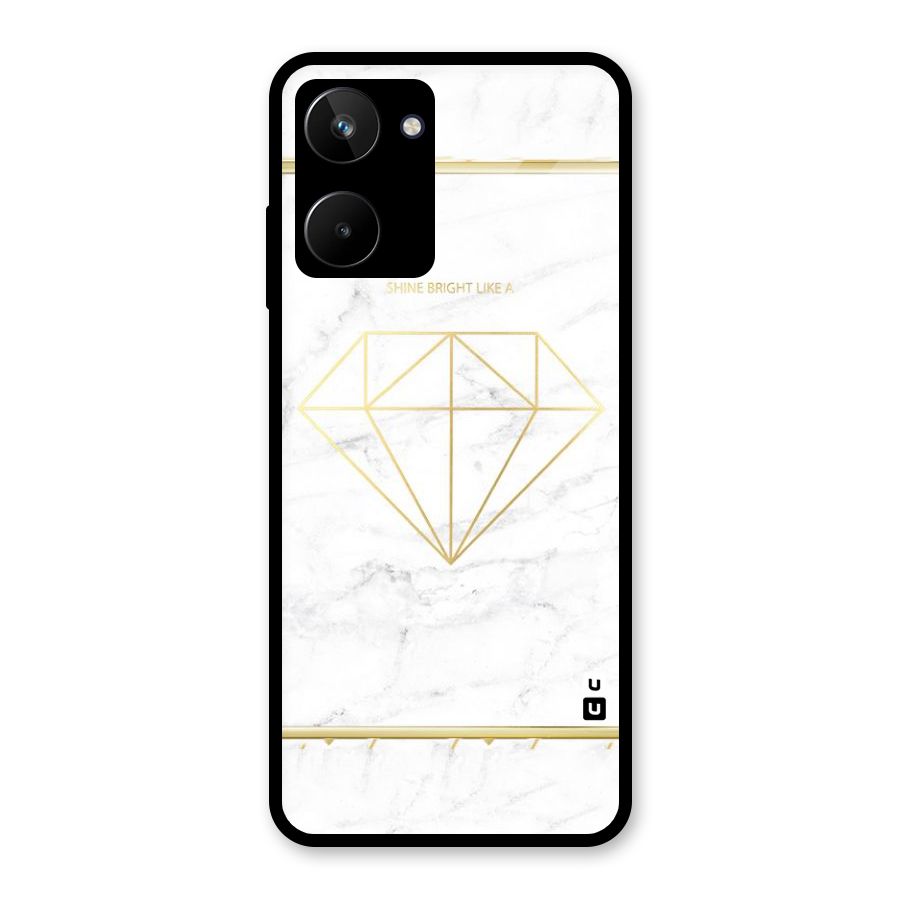 Bright Gold Diamond Glass Back Case for Realme 10