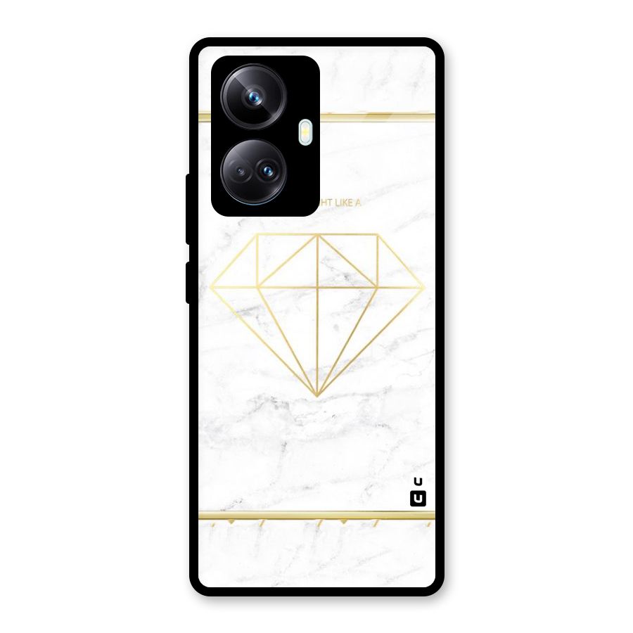 Bright Gold Diamond Glass Back Case for Realme 10 Pro Plus