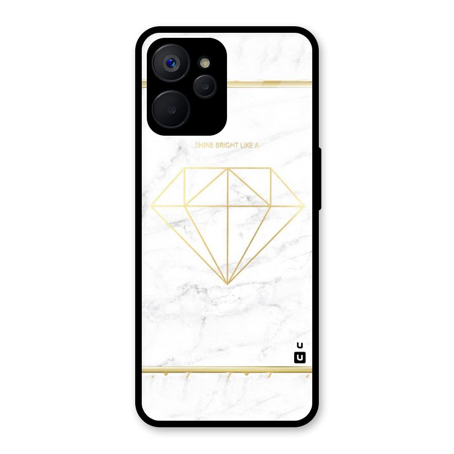 Bright Gold Diamond Glass Back Case for Realme 9i 5G