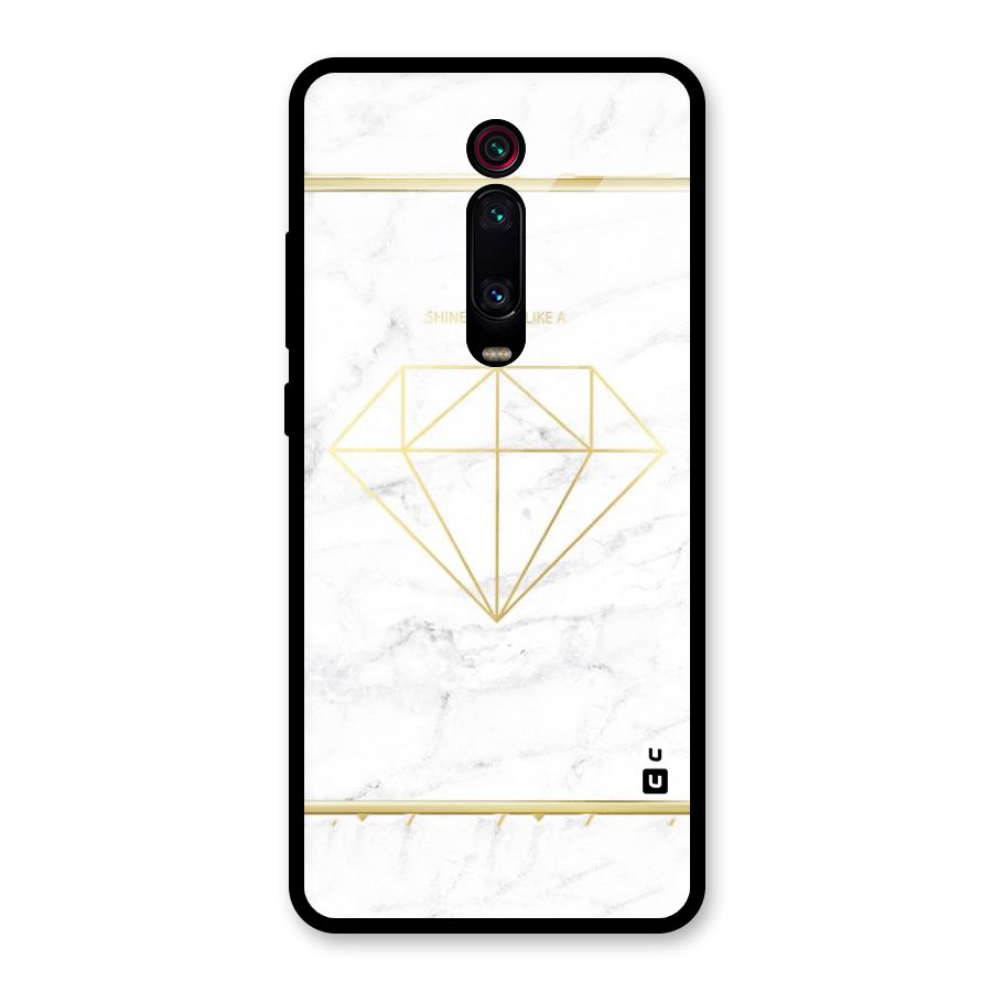 Bright Gold Diamond Glass Back Case for Redmi K20 Pro