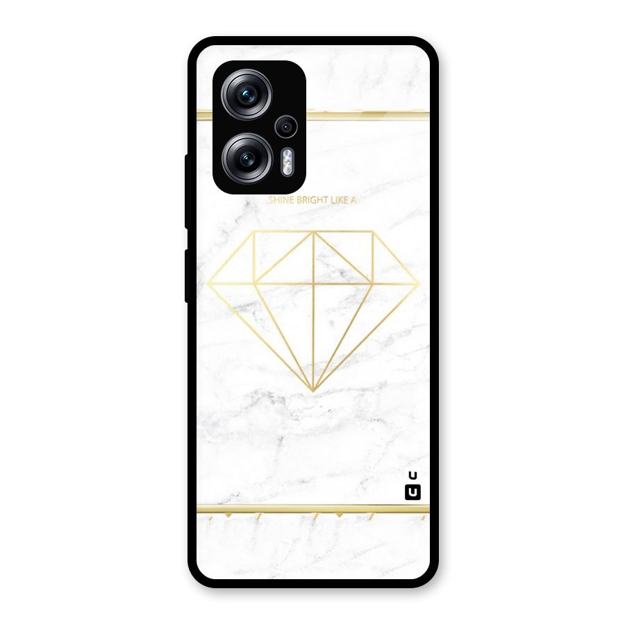 Bright Gold Diamond Glass Back Case for Redmi K50i