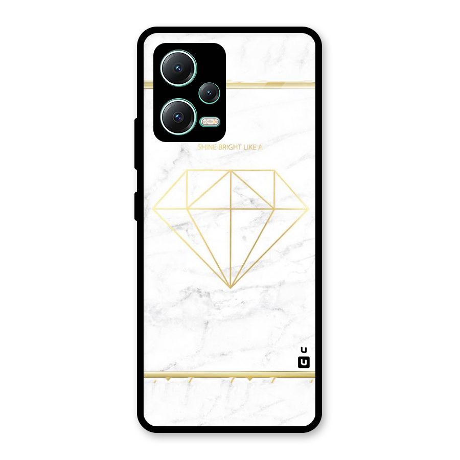 Bright Gold Diamond Glass Back Case for Redmi Note 12 5G