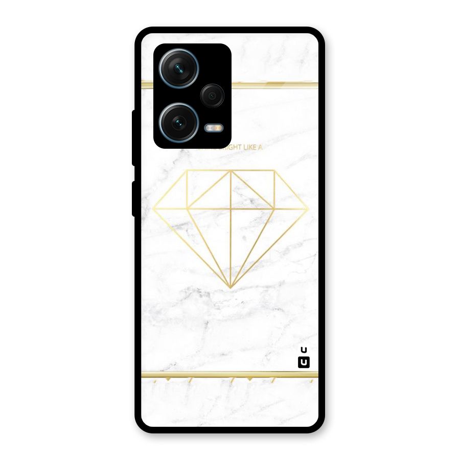 Bright Gold Diamond Glass Back Case for Redmi Note 12 Pro Plus 5G