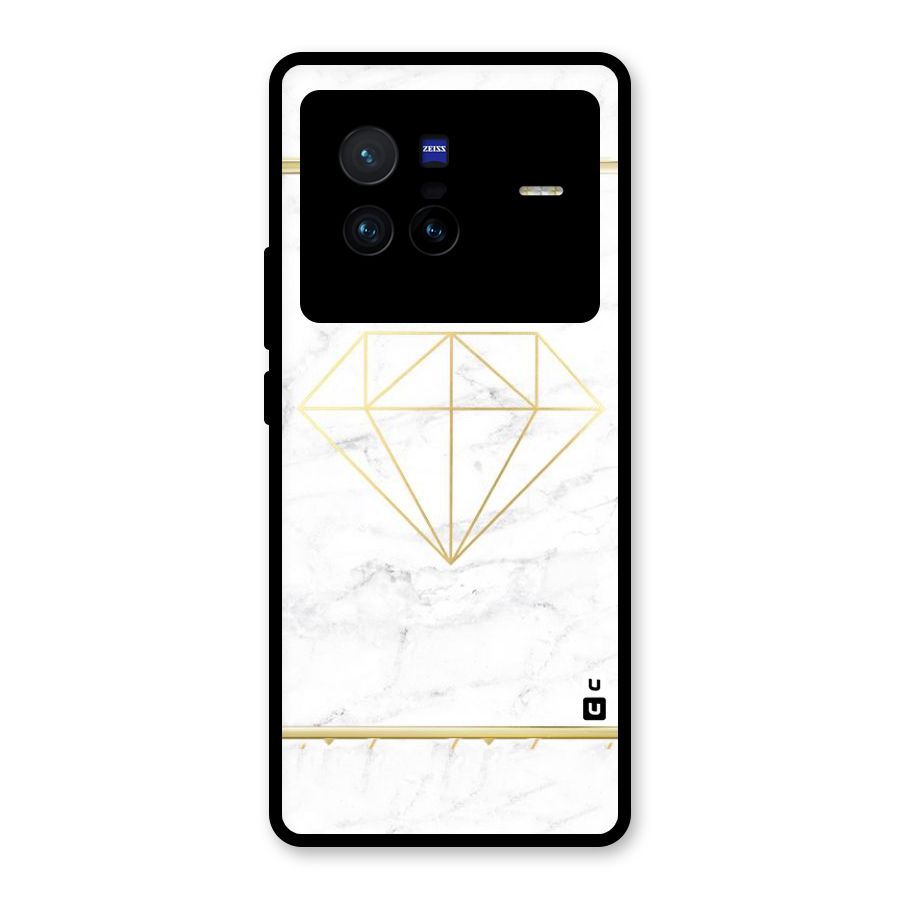 Bright Gold Diamond Glass Back Case for Vivo X80
