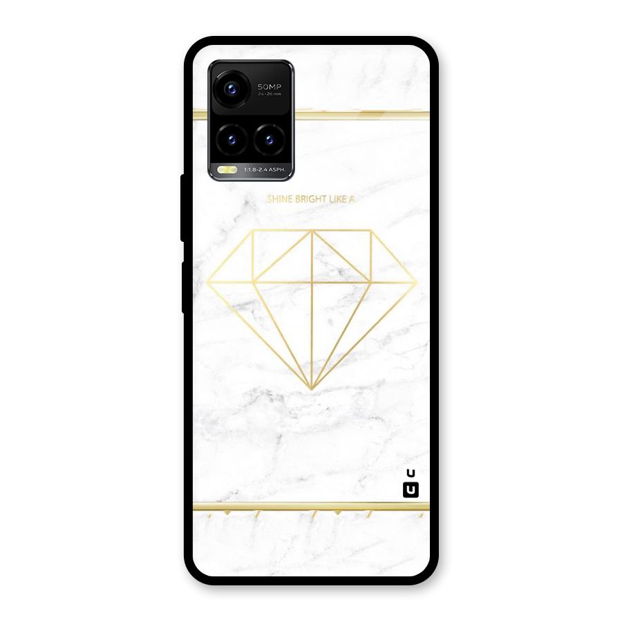 Bright Gold Diamond Glass Back Case for Vivo Y21T