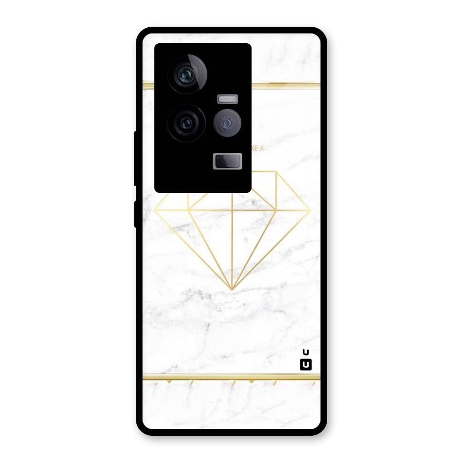 Bright Gold Diamond Glass Back Case for Vivo iQOO 11 5G
