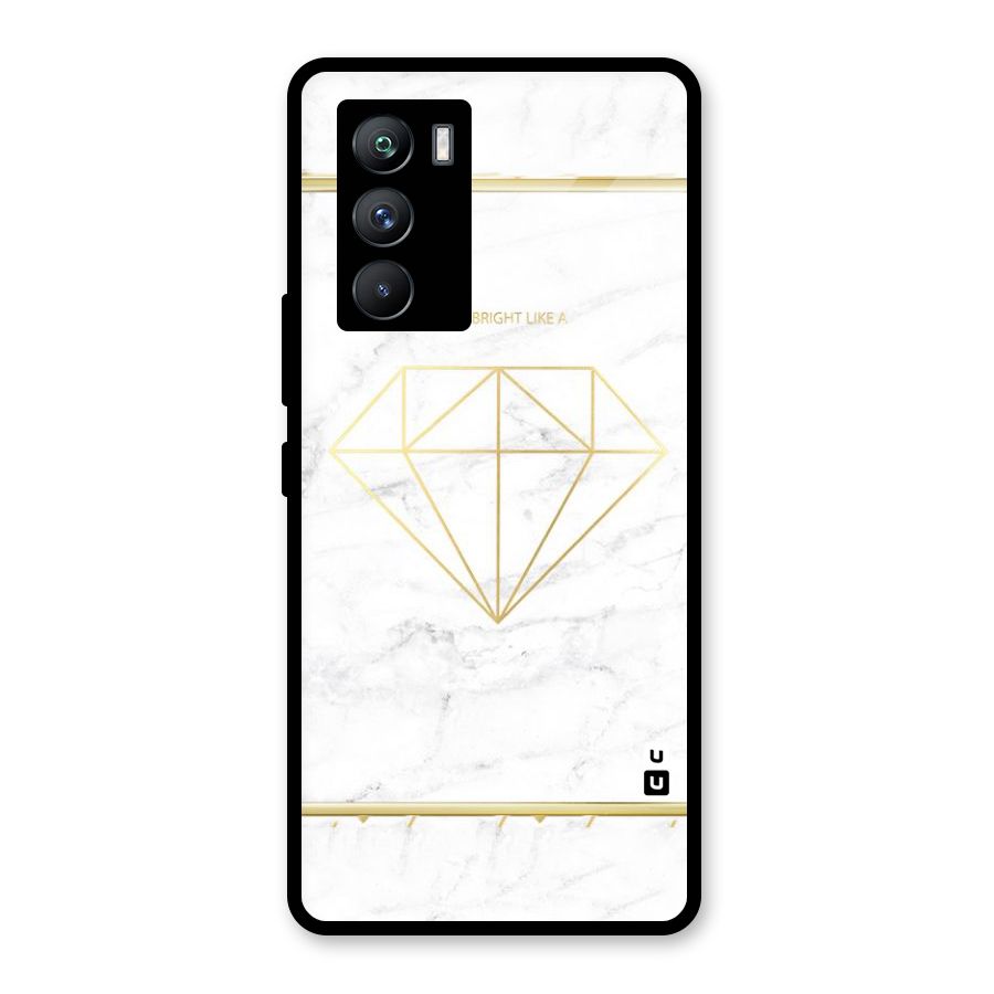 Bright Gold Diamond Glass Back Case for Vivo iQOO 9 SE
