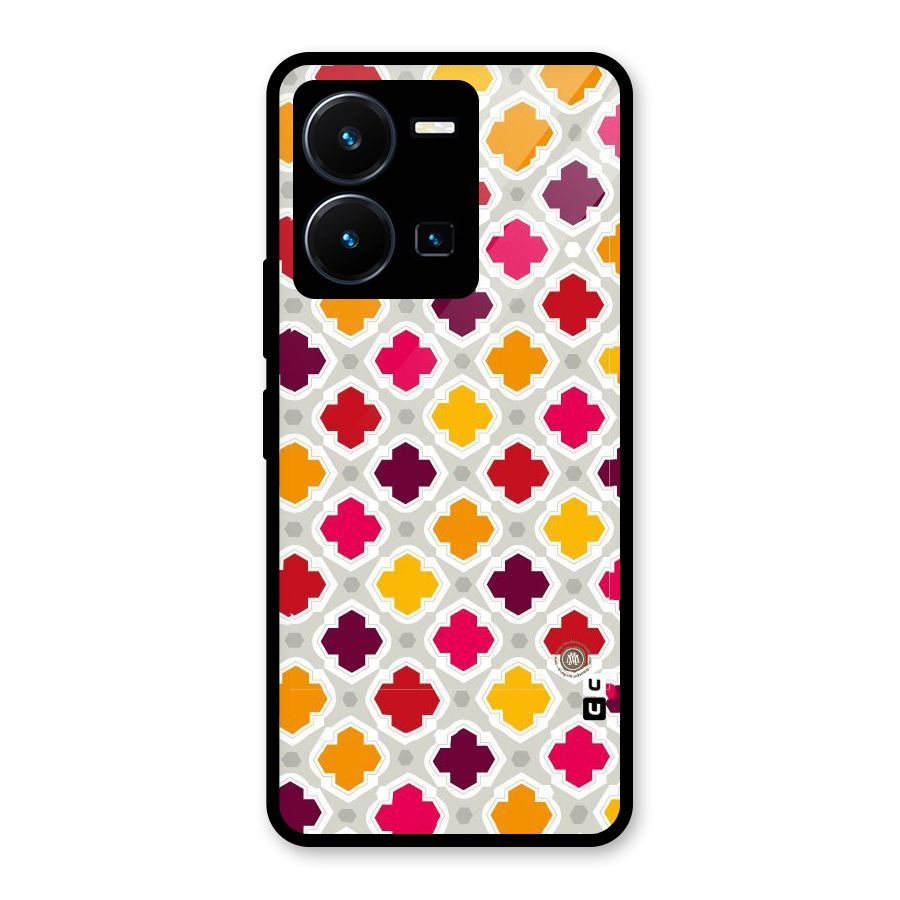 Bright Pattern Glass Back Case for Vivo Y35