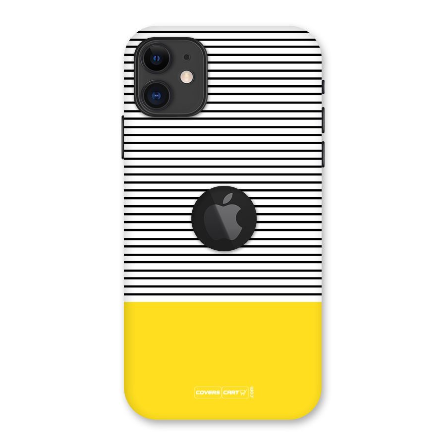 Bright Yellow Stripes Back Case for iPhone 11 Logo Cut