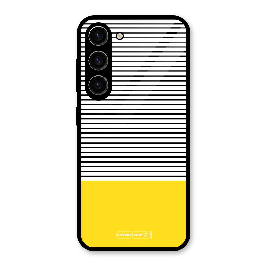 Bright Yellow Stripes Glass Back Case for Galaxy S23