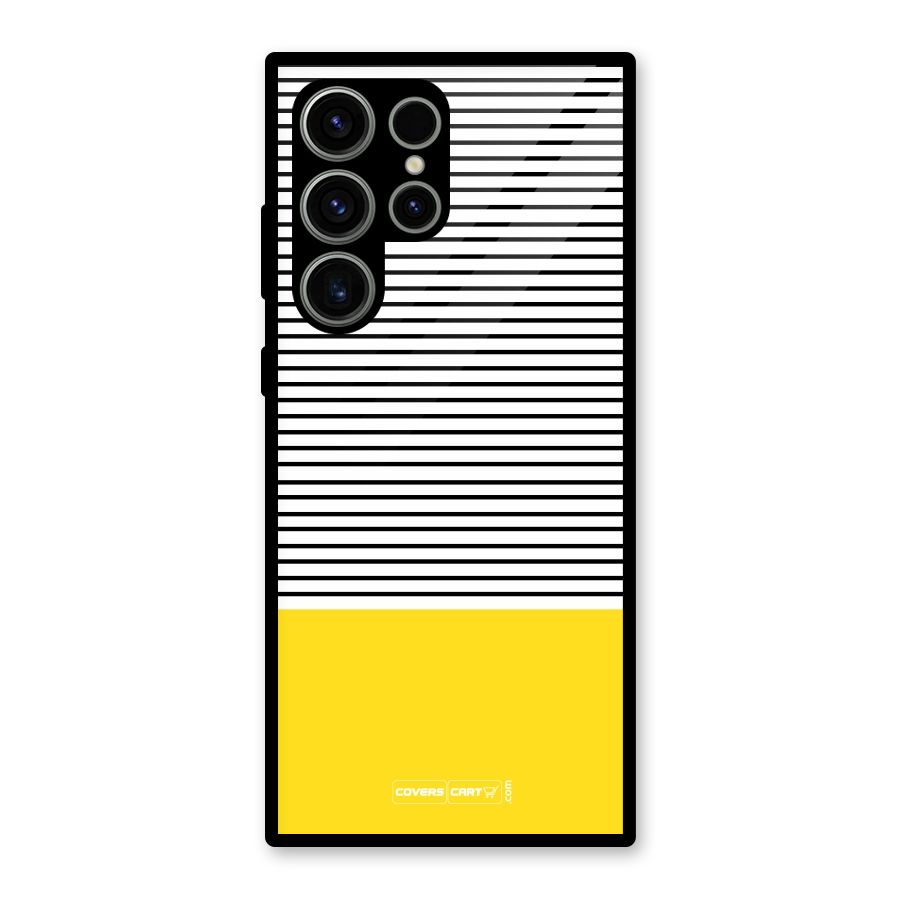 Bright Yellow Stripes Glass Back Case for Galaxy S23 Ultra