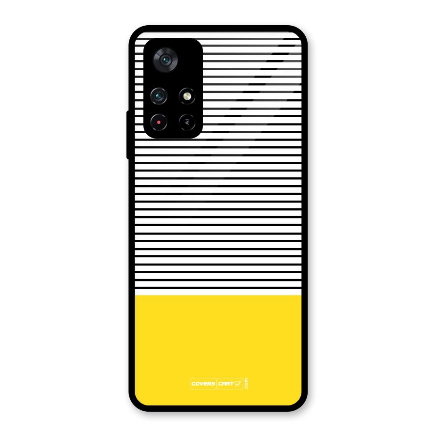 Bright Yellow Stripes Glass Back Case for Poco M4 Pro 5G