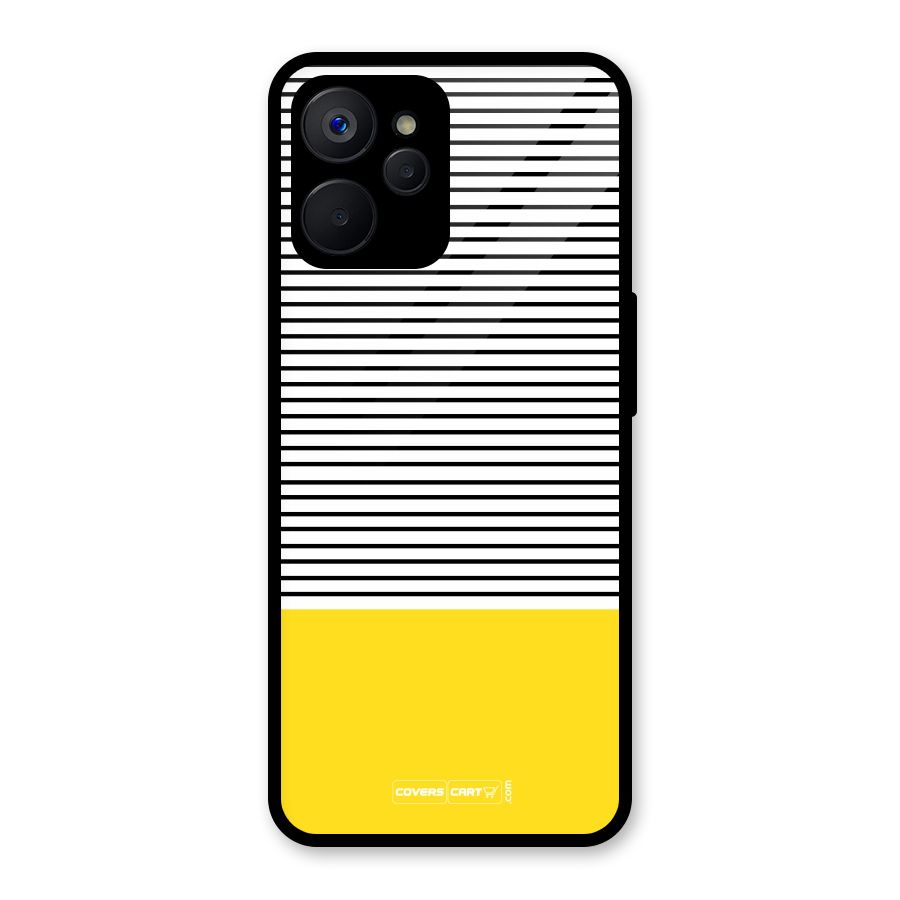Bright Yellow Stripes Glass Back Case for Realme 9i 5G