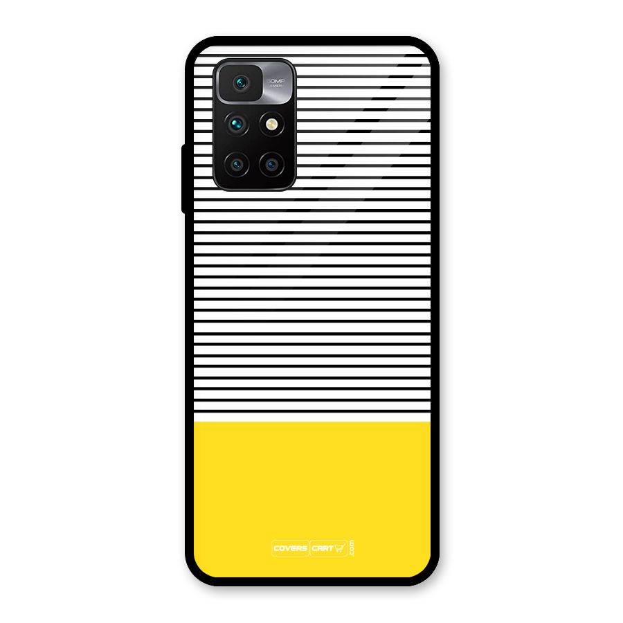 Bright Yellow Stripes Glass Back Case for Redmi 10 Prime