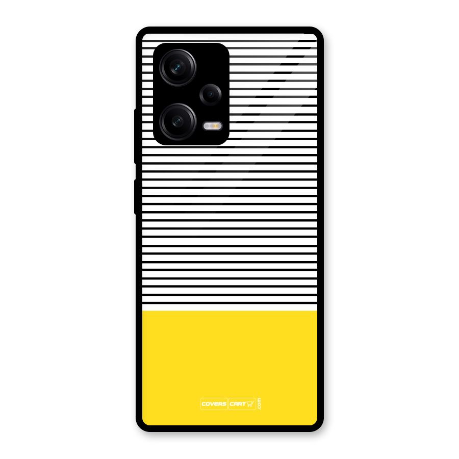 Bright Yellow Stripes Glass Back Case for Redmi Note 12 Pro