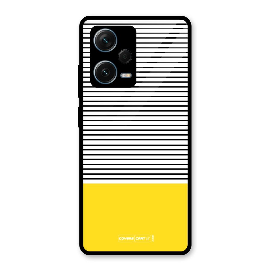 Bright Yellow Stripes Glass Back Case for Redmi Note 12 Pro Plus 5G