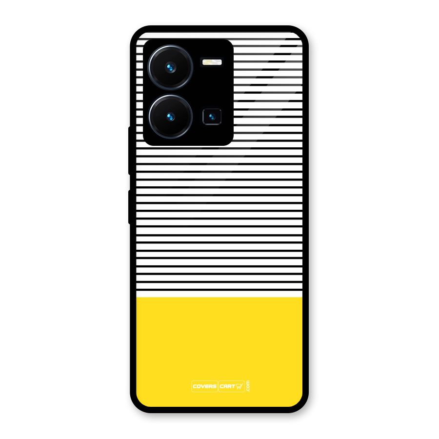 Bright Yellow Stripes Glass Back Case for Vivo Y35