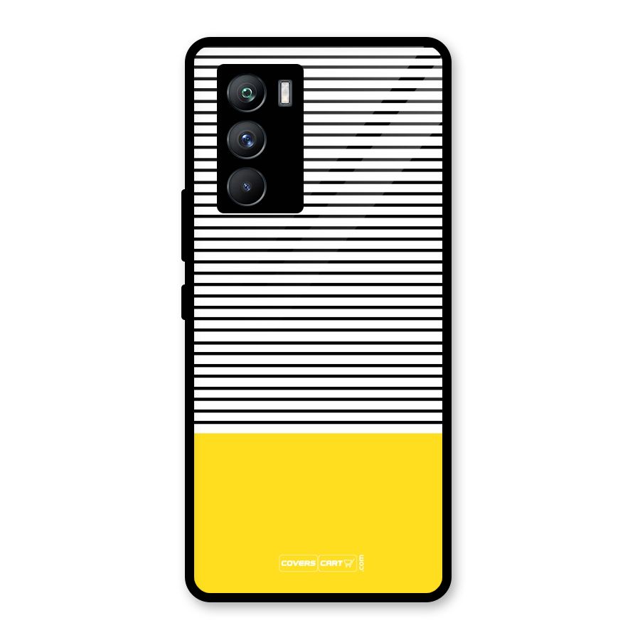 Bright Yellow Stripes Glass Back Case for Vivo iQOO 9 SE