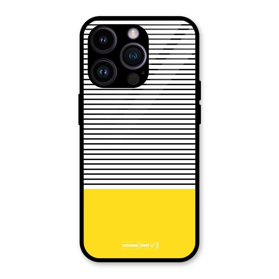 Bright Yellow Stripes Glass Back Case for iPhone 14 Pro
