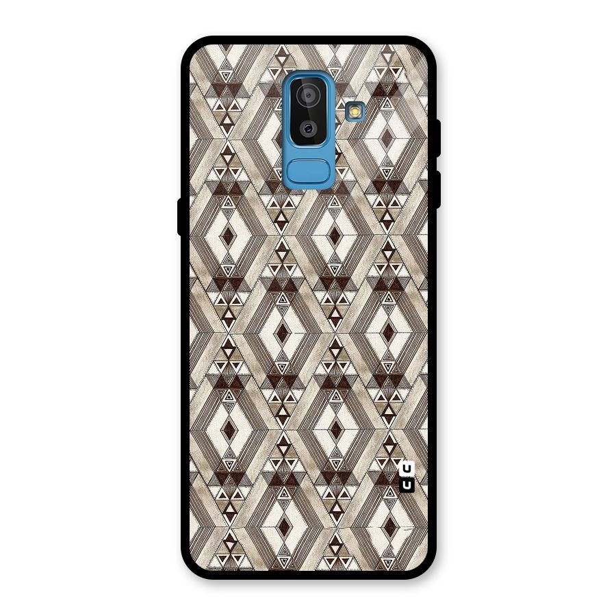 Brown Abstract Design Glass Back Case for Galaxy J8