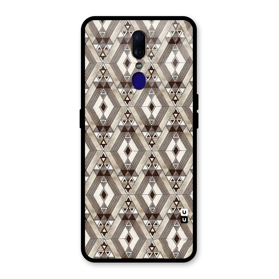 Brown Abstract Design Glass Back Case for Oppo F11