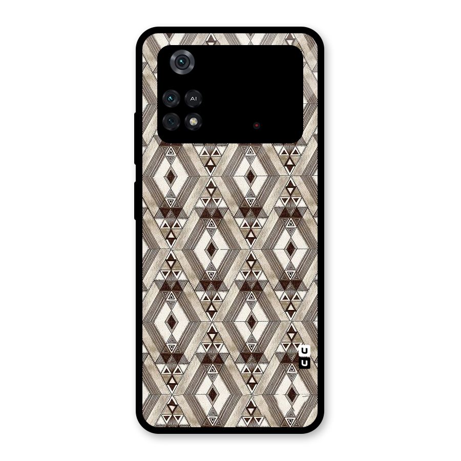 Brown Abstract Design Glass Back Case for Poco M4 Pro 4G