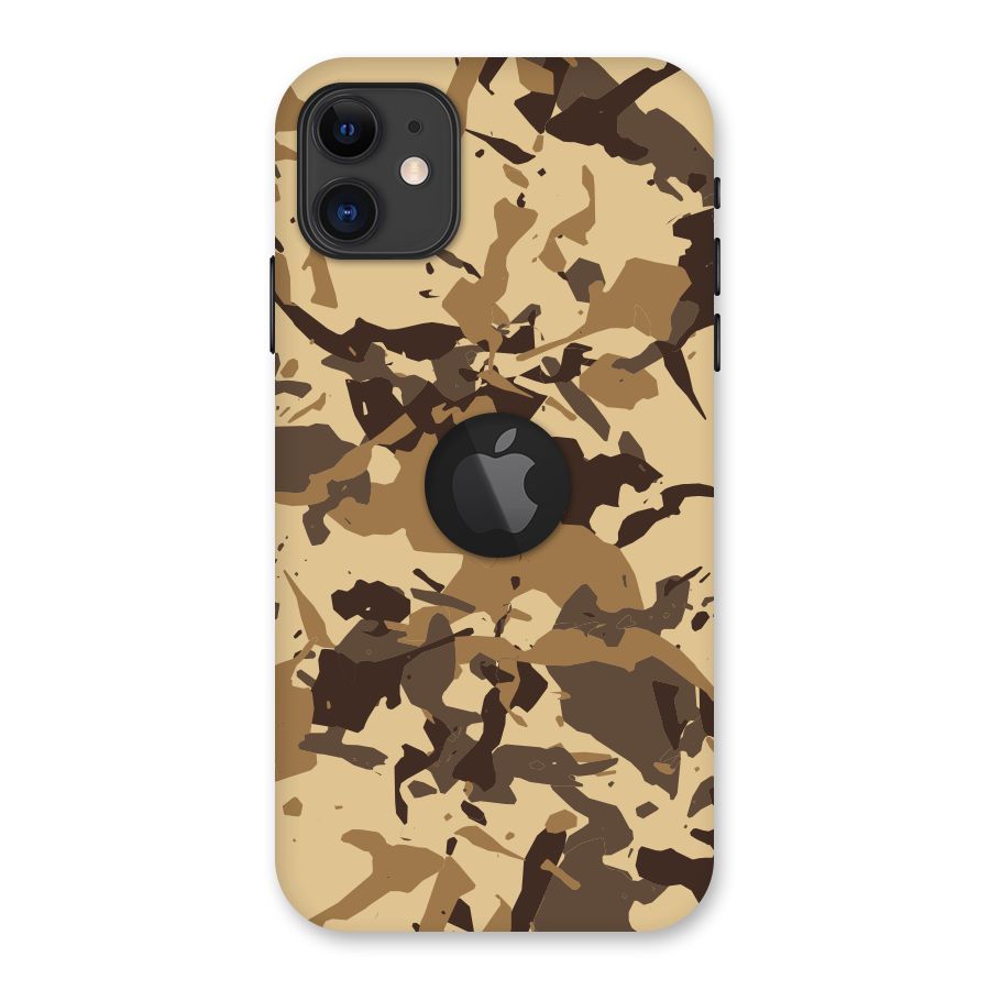 Brown Camouflage Army Back Case for iPhone 11 Logo Cut