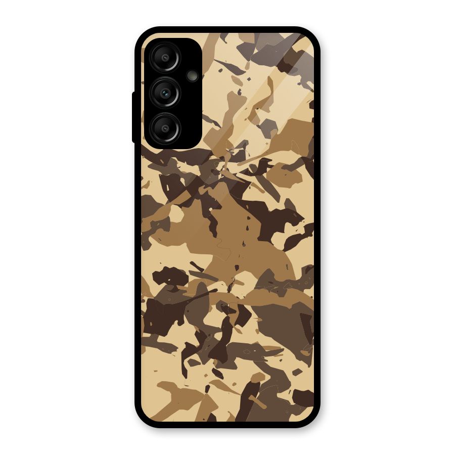 Brown Camouflage Army Glass Back Case for Galaxy A14 5G