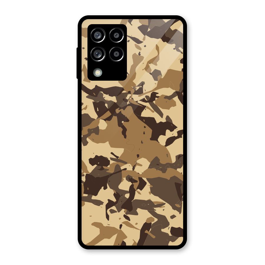 Brown Camouflage Army Glass Back Case for Galaxy M53 5G