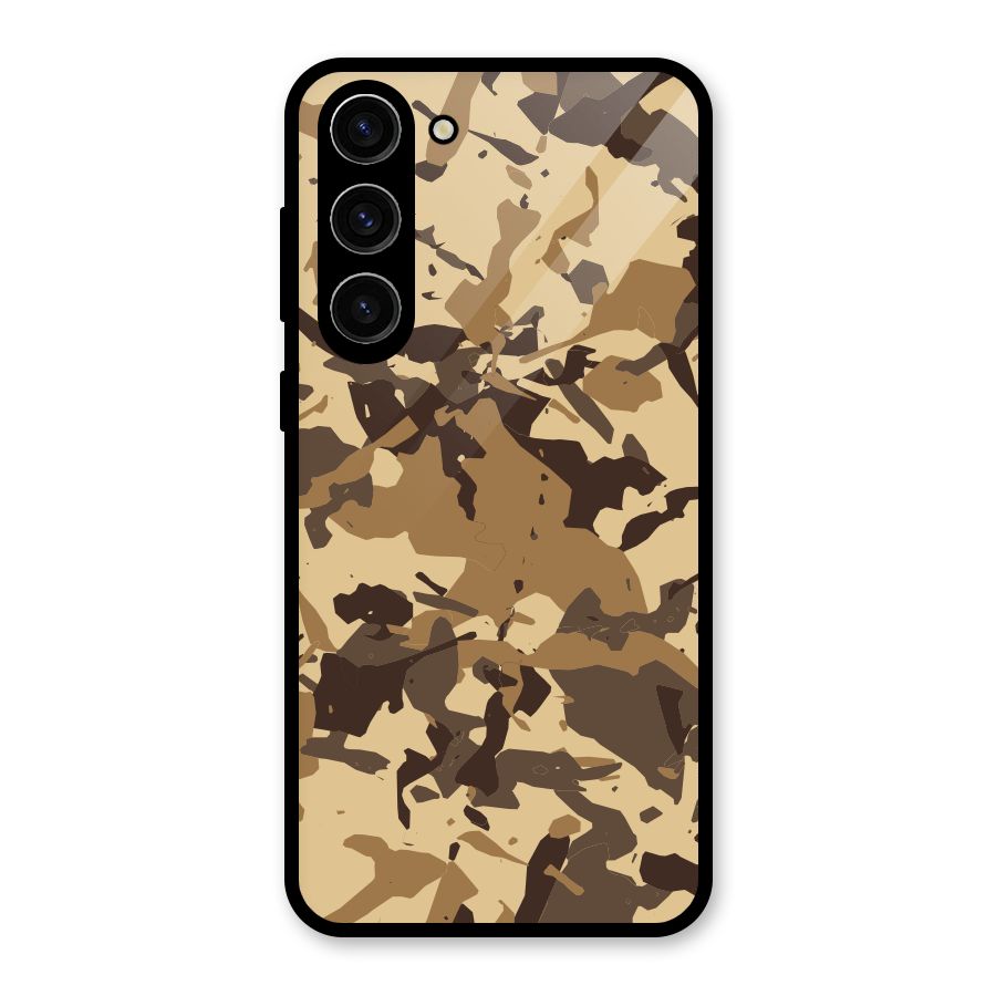 Brown Camouflage Army Glass Back Case for Galaxy S23 Plus