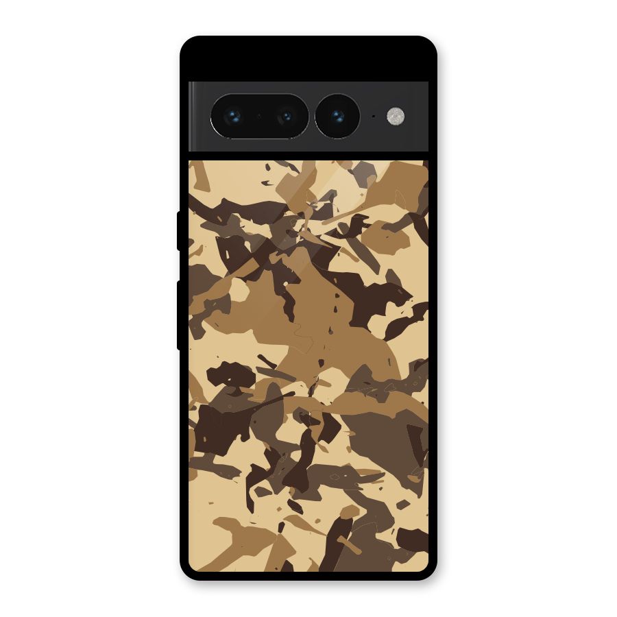 Brown Camouflage Army Glass Back Case for Google Pixel 7 Pro