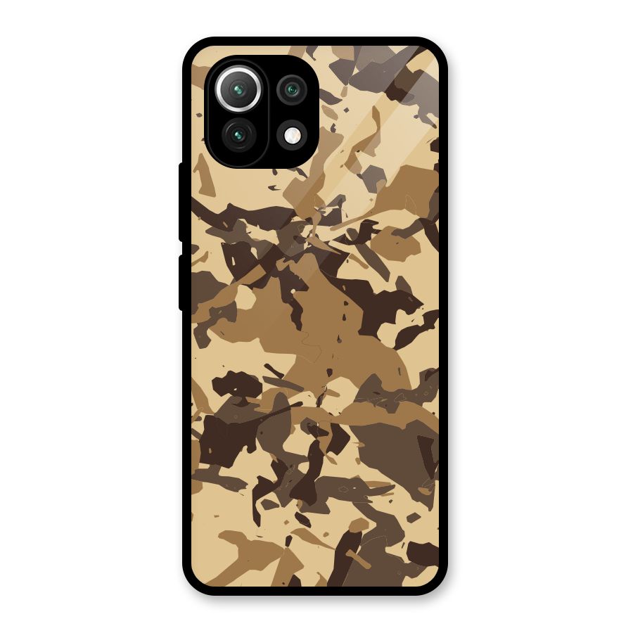 Brown Camouflage Army Glass Back Case for Mi 11 Lite NE 5G