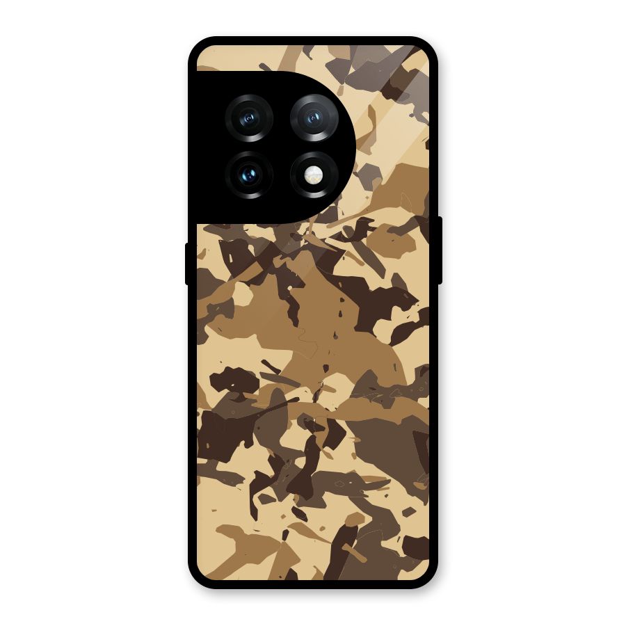 Brown Camouflage Army Glass Back Case for OnePlus 11
