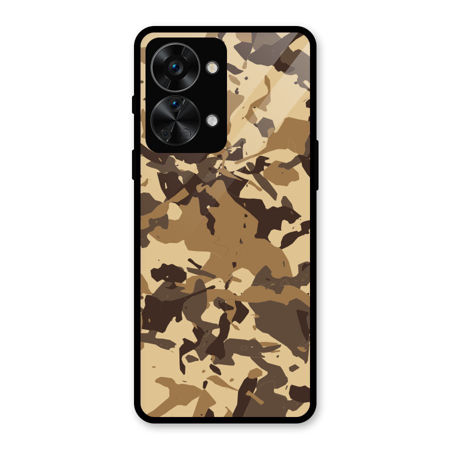 Brown Camouflage Army Glass Back Case for OnePlus Nord 2T
