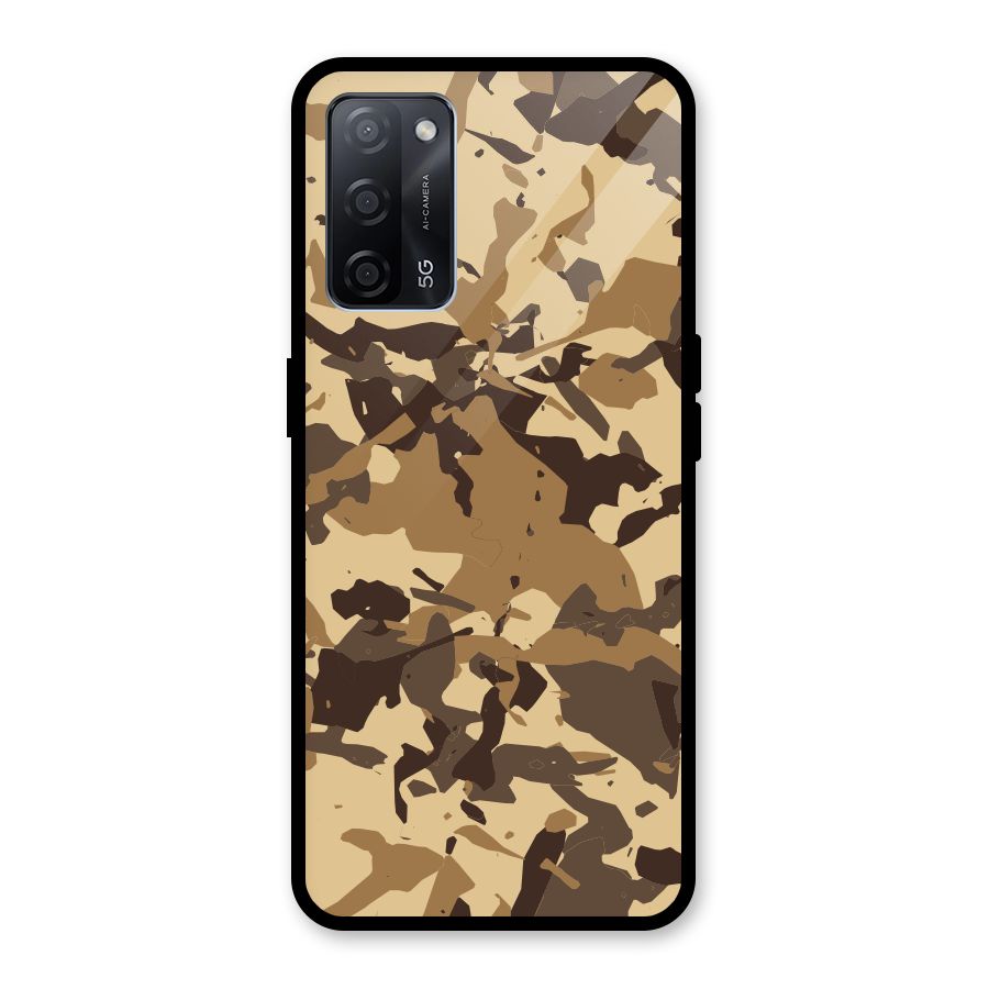 Brown Camouflage Army Glass Back Case for Oppo A53s 5G