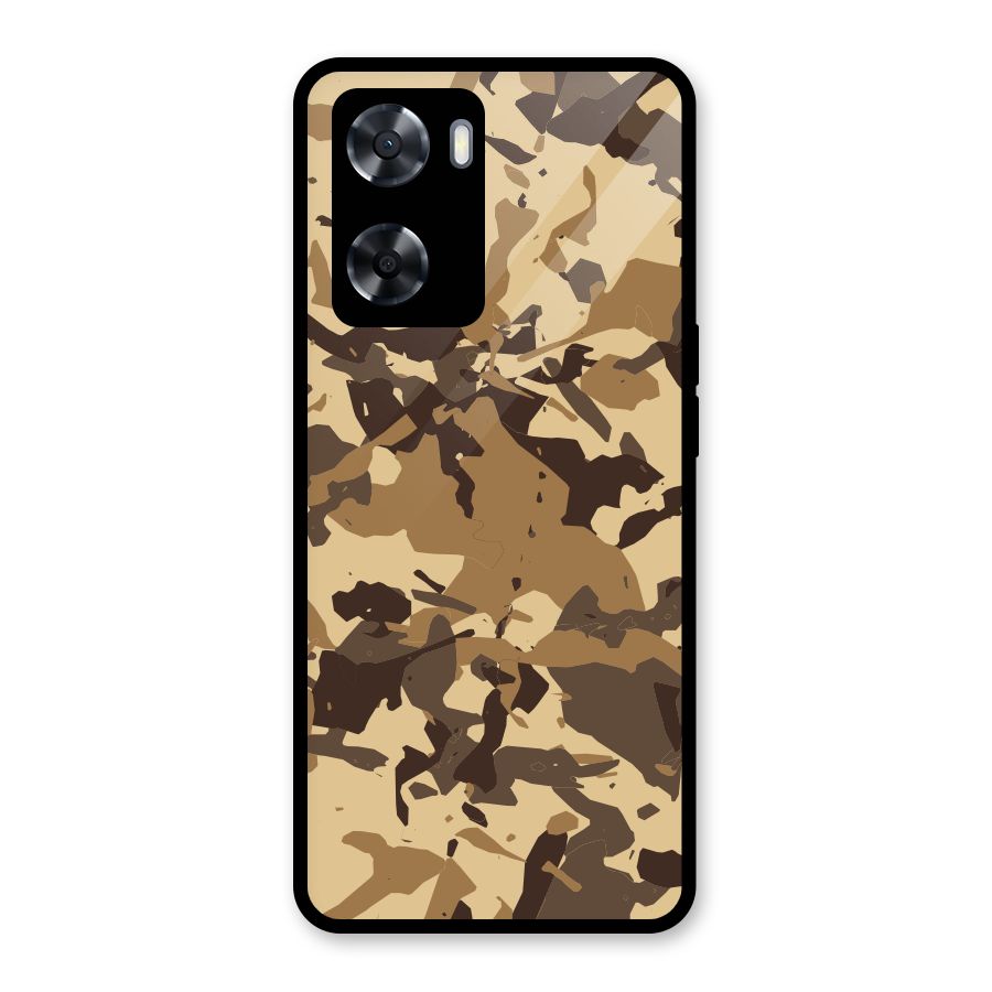 Brown Camouflage Army Glass Back Case for Oppo A57 2022