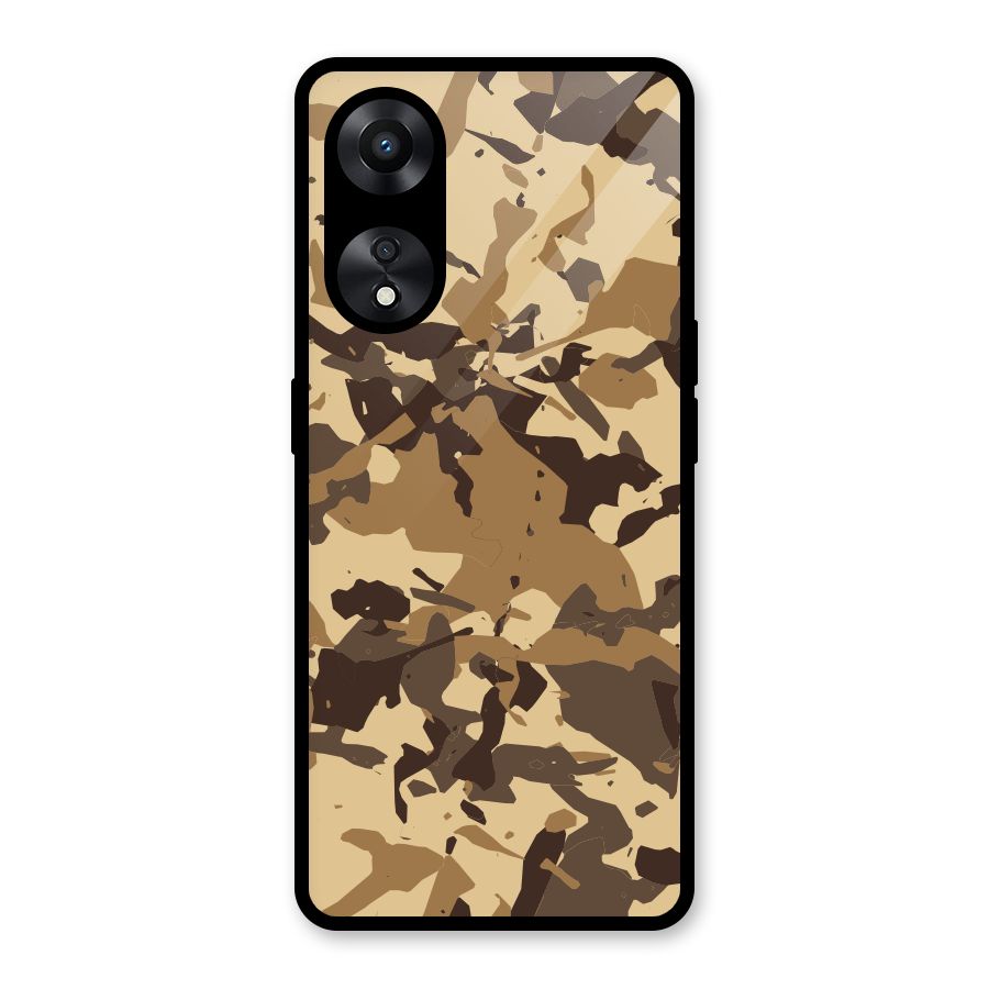 Brown Camouflage Army Glass Back Case for Oppo A78