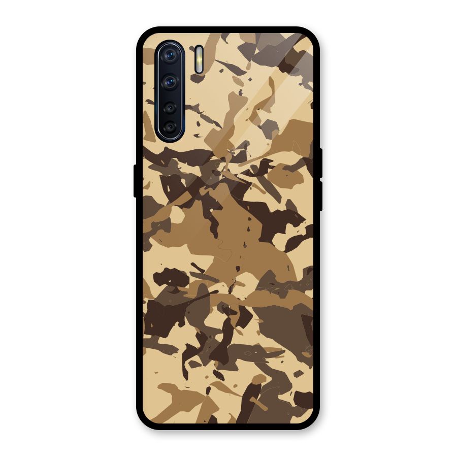 Brown Camouflage Army Glass Back Case for Oppo F15