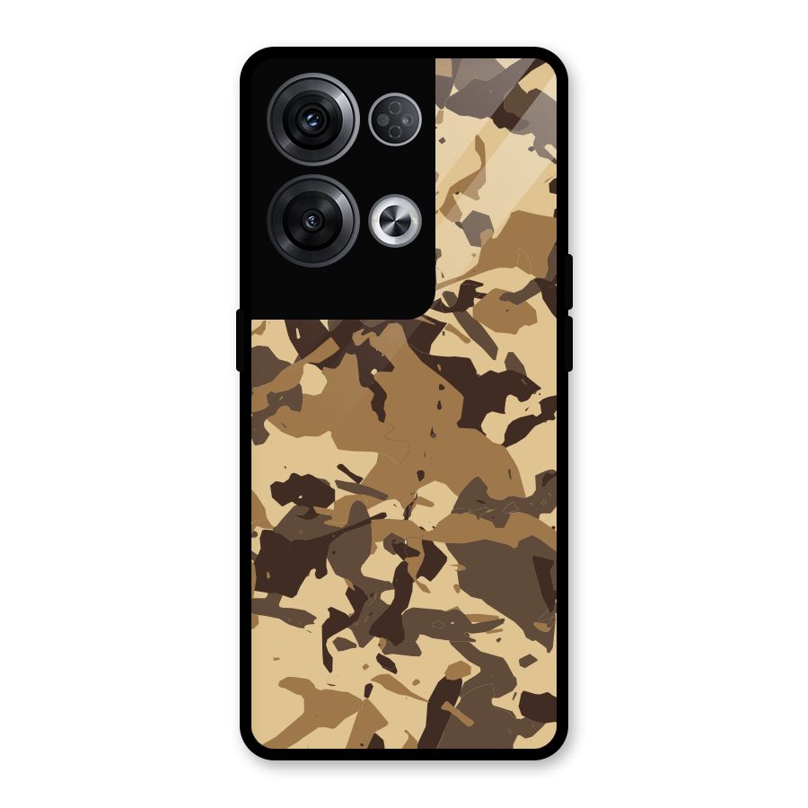 Brown Camouflage Army Glass Back Case for Oppo Reno8 Pro 5G