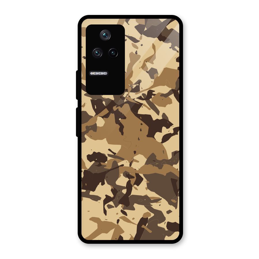 Brown Camouflage Army Glass Back Case for Poco F4 5G